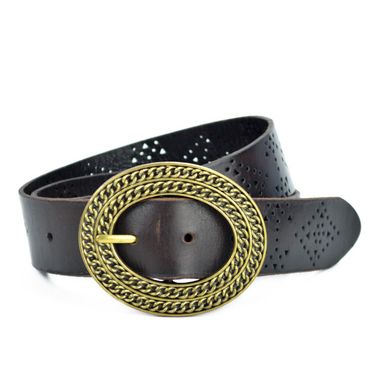 Women's Leather Belt with Rhombic Patterns