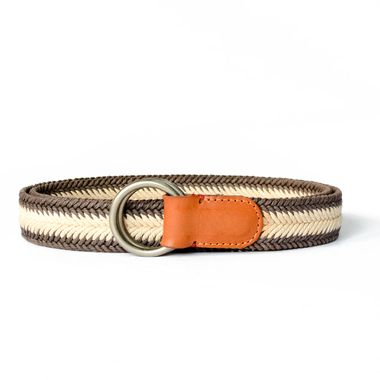 Men's Webbing and Brazil Leather Belt with O Rings