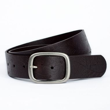 Women's Leather Belt Debossed Flower Holes