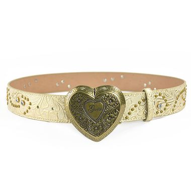 Heart Buckle Texture Stamped PU Belt for Lady