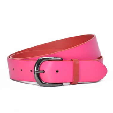 Ladies Leather Belt Dyed Red
