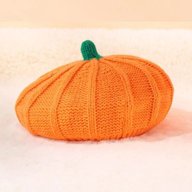 Pumpkin Beret Hat Mommy and Me Halloween Beanie Knit Hat