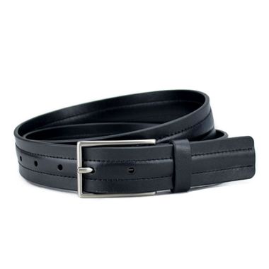 Men Stitched Double Lined PU Belt with Single Prong Buckle