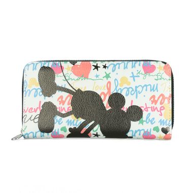 Mickey & Minnie Mouse Printed PU Zip Around Long Wallet