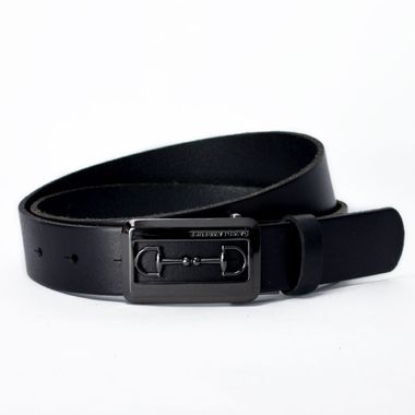 Ladies Leather Belt with Black Alloy Buckle