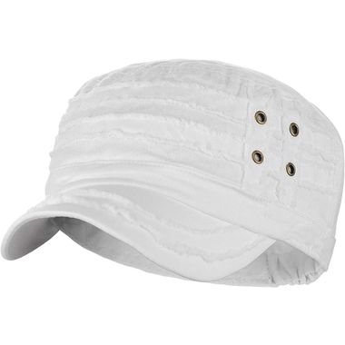 Unisex Cotton Distressed Layered Frayed Cadet Military Cap