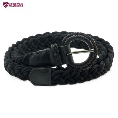 Cotton String and Leather Braided Belt