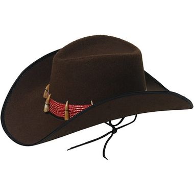 Fancy Dress Brown Cowboy With Teeth Hat Australian