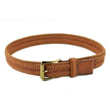 Men Brown Knitted Belt with Roller Buckle