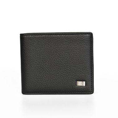 Man Black Leather Bi-Fold Wallet with Internal ID Window