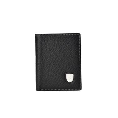 Custom Metal Logo Man Black Genuine Leather Wallet