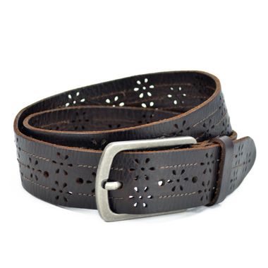 Women's Leather Belt with Snowflake Patterns