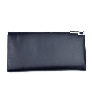 Man Black Bi-Fold Long Leather Wallet