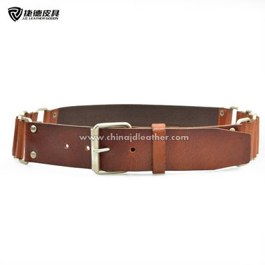 Women Leather & Elastic Belt with Metal Chain