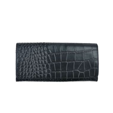 Woman Crocodile Textured PU Long Wallet with Snap Closure