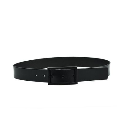 Black Plain Leather Belt for Lady