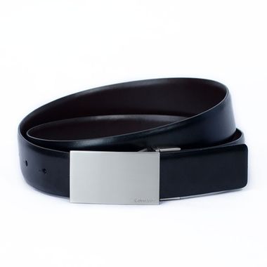 Men Feather Edge PU Belt with Plain Buckle