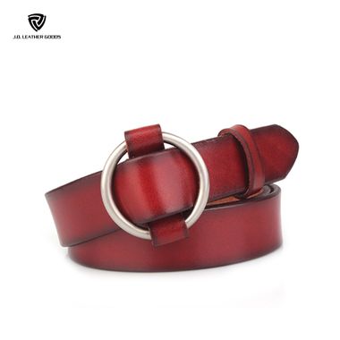 O-ring Women Vegetable Tanned Leather Belt