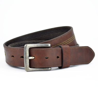Men Full Lined Leather Belt with A Wide Loop