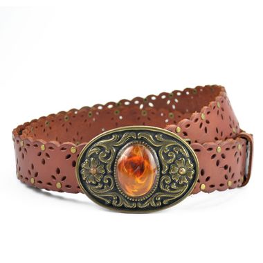 Women's Leather Belt with Special Buckle