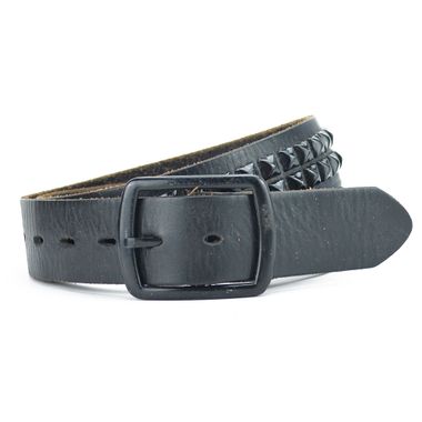 Men Black Stud Leather Belt