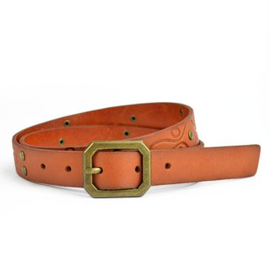 Women's Leather Belt with Debossed Lace