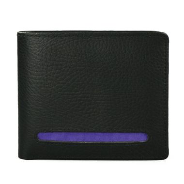Black Bifold PU Wallet with Fabric Detailing