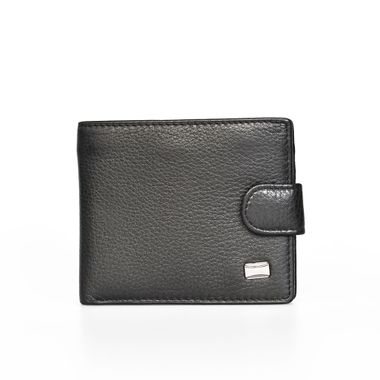 Snap Closure Leather Bi-Fold Wallet with Internal Coin Pocket
