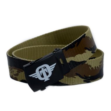 Army Green Polyester Belt with Printed Logo