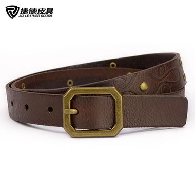 Woman Leather Belt with Rivets