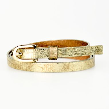 Snake-Skin Shiny Gold PU Belt for Women