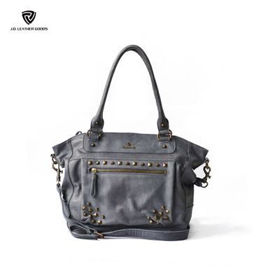 Vintage Grey Genuine Leather Lady Handbag