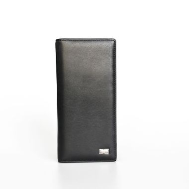 Man Leather Long Wallet with Logo Lining