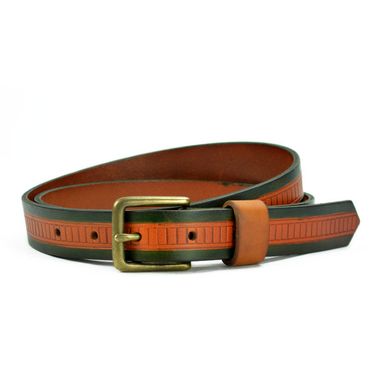 Women's Debossed and Dyed Leather Belt