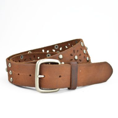 Women's Cow Suede Belt with Holes and Rivets