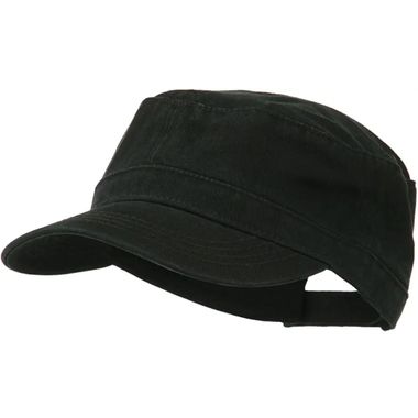 Washed Adjustable Twill Cotton Military Cap