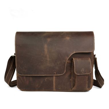 Men Brown Crazy Horse Leather Laptop Bag