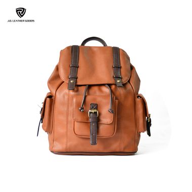 Women Vintage Drawstring & Snap Closure Backpack Bag with Outer Pockets