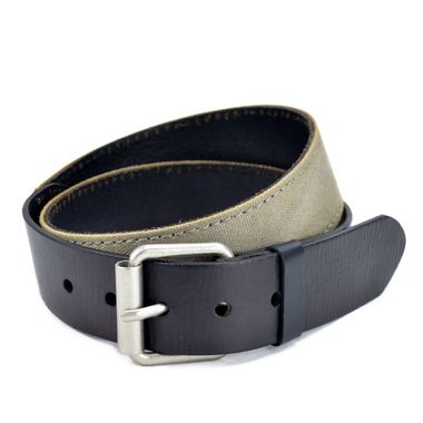 Women's Leather Belt with Gray Fabric