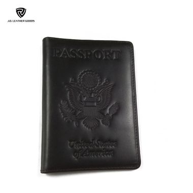 Debossed Pattern Personalized Genuine Leather Passport Holder