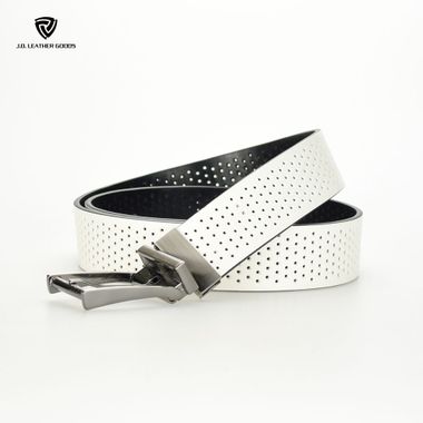 Perforated Reversible PU Golf Belt with Alloy Buckle