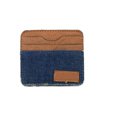 Edge Painted PU Card Case with Fabric