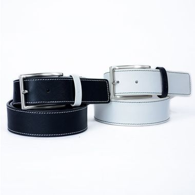 Men Full Lined PU Belt with Logo Stamped Loop