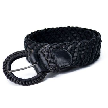Ladies Braided Cotton String and Brazil Leather Belt