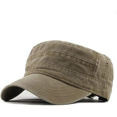 Military Cap Vintage Army Caps Washed Cotton Flat Top Cap