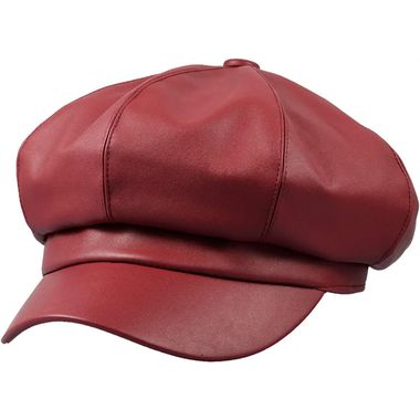 Women PU Leather Cabbie Painter Hat Gatsby Ivy Beret Cap