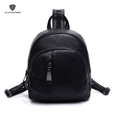 Small Black Pu Leather Backpack with Convertible Strap
