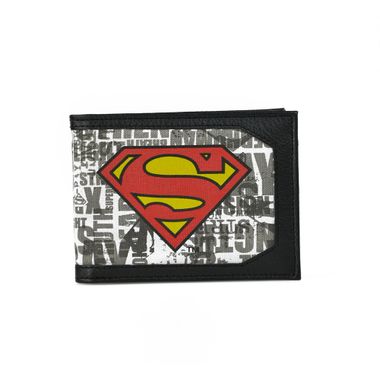 Bi-Fold Supermen Printed Pattern Fabric & PU Wallet