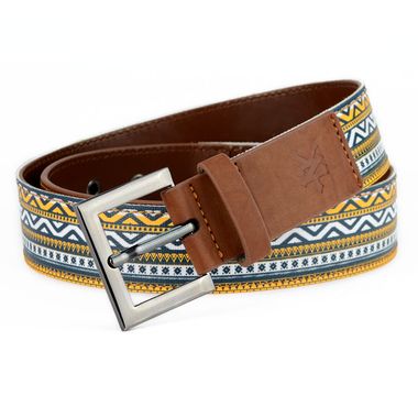 Men's Aztec Canvas Belt with PU Tab & Tip