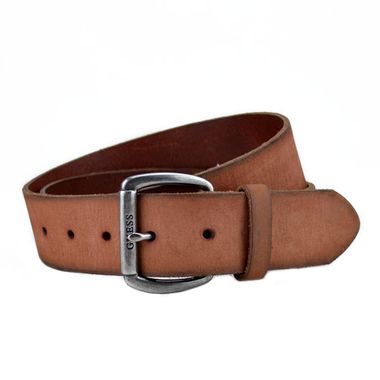 Women Leather Belt with A Logo-Stamped Buckle